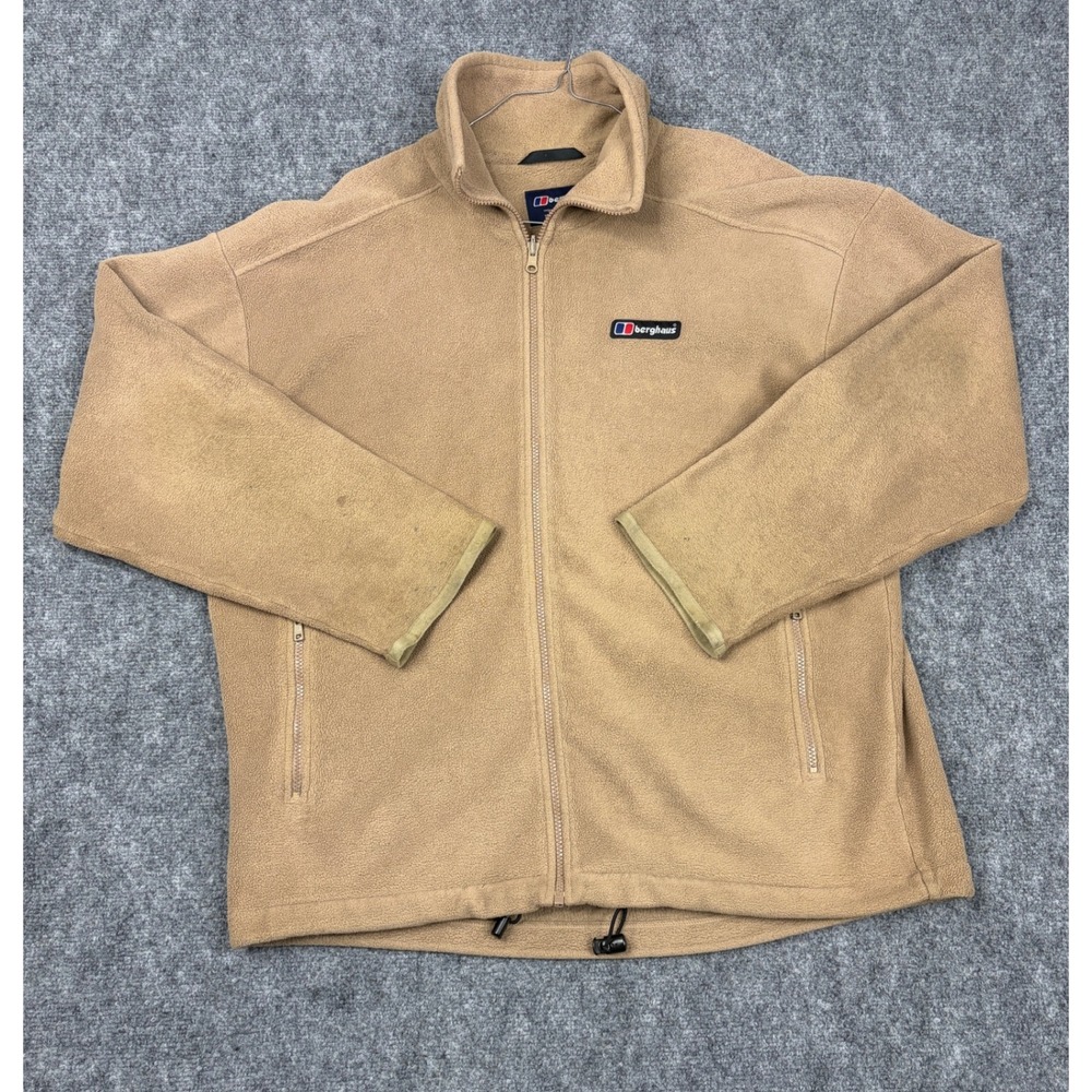 Berghaus Mens XL Full Zip Fleece Jacket Tan High Performance Mountain Product